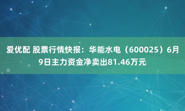 爱优配 股票行情快报：华能水电（600025）6月9日主力资金净卖出81.46万元