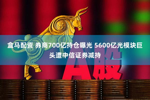 盒马配资 券商700亿持仓曝光 5600亿光模块巨头遭中信证券减持